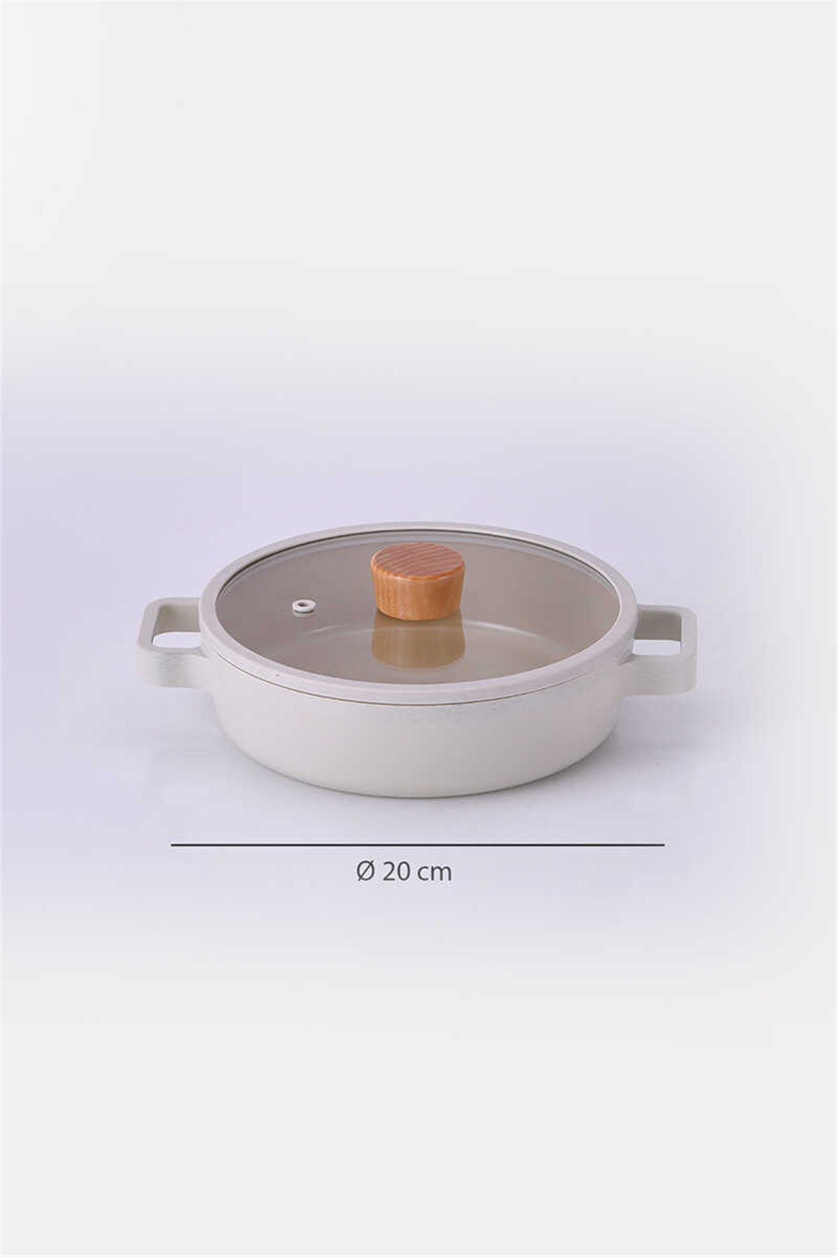 Fika Seramik Kaplama Cam Kapaklı Sahan 20 CM - Bej