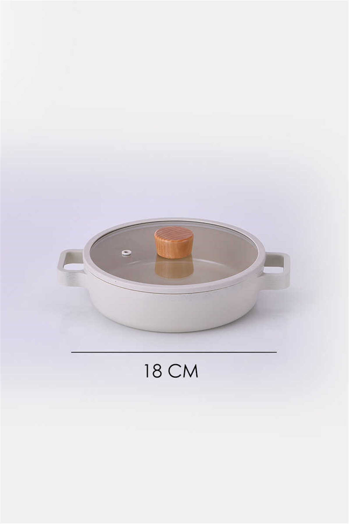 Fika Seramik Kaplama Cam Kapaklı Sahan 18 CM - Bej