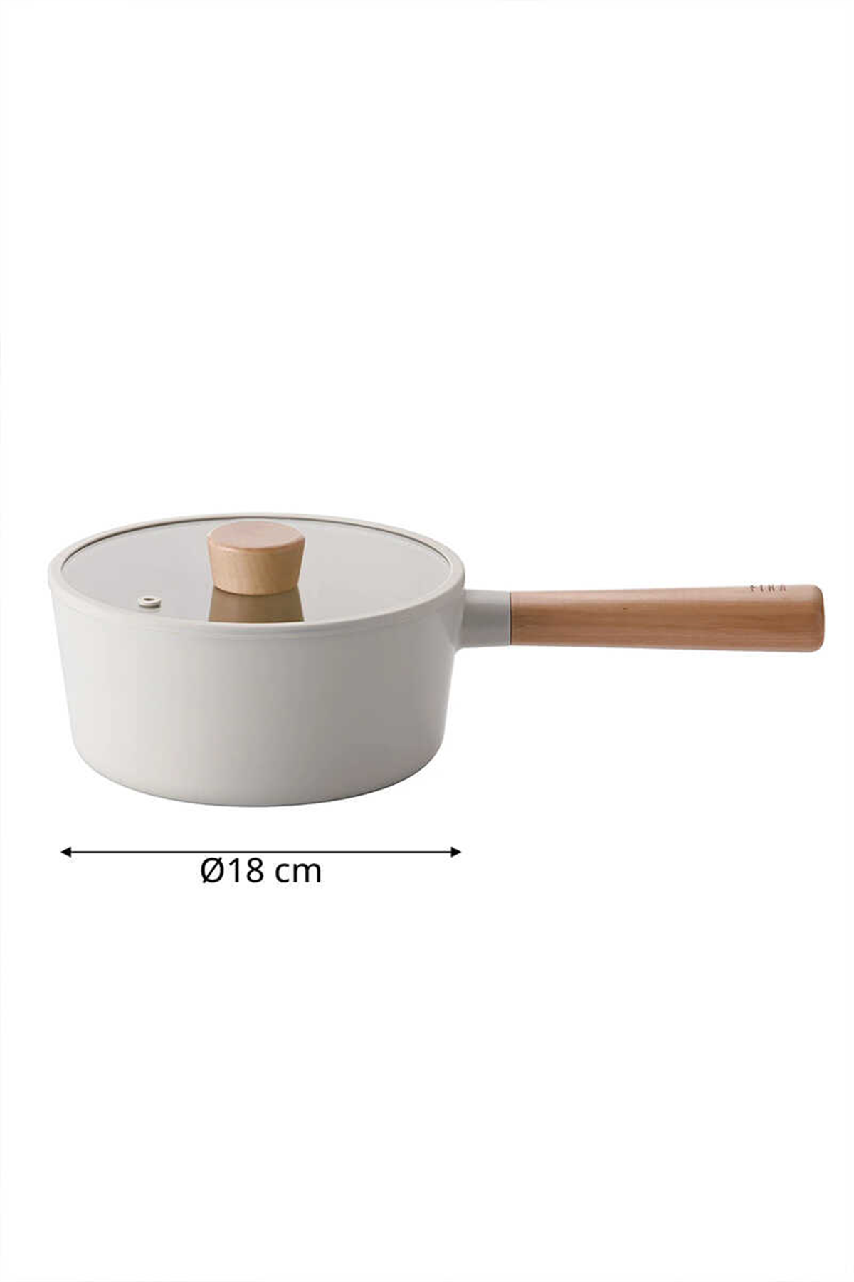 Fika Seramik Kaplama Cam Kapaklı Sos Tenceresi 18 CM - Bej