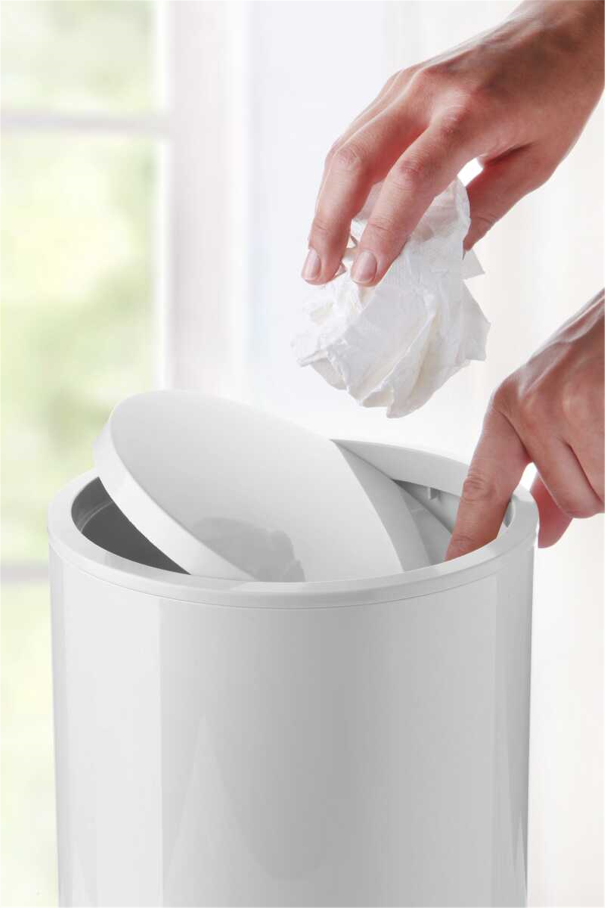 Flores 2li Banyo Seti Çöp kovası Tuvalet Fırçası  - Beyaz