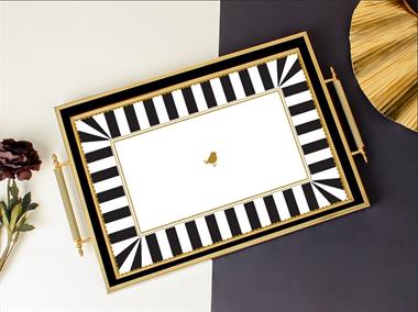 Iwon Black Bird Çerçeveli Tepsi