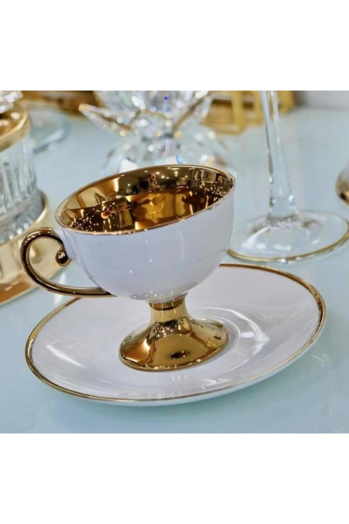 Kahve Fincanı Victoria Gold Beyaz 6 Kişilik Vogue-123