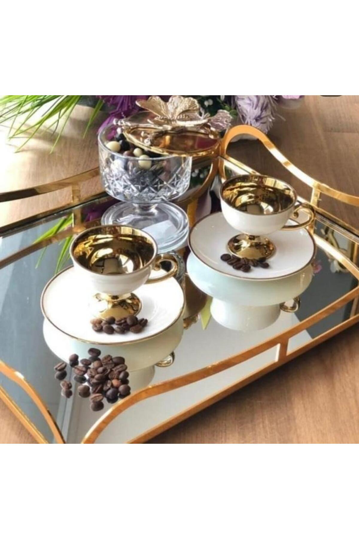 Kahve Fincanı Victoria Gold Beyaz 6 Kişilik Vogue-123