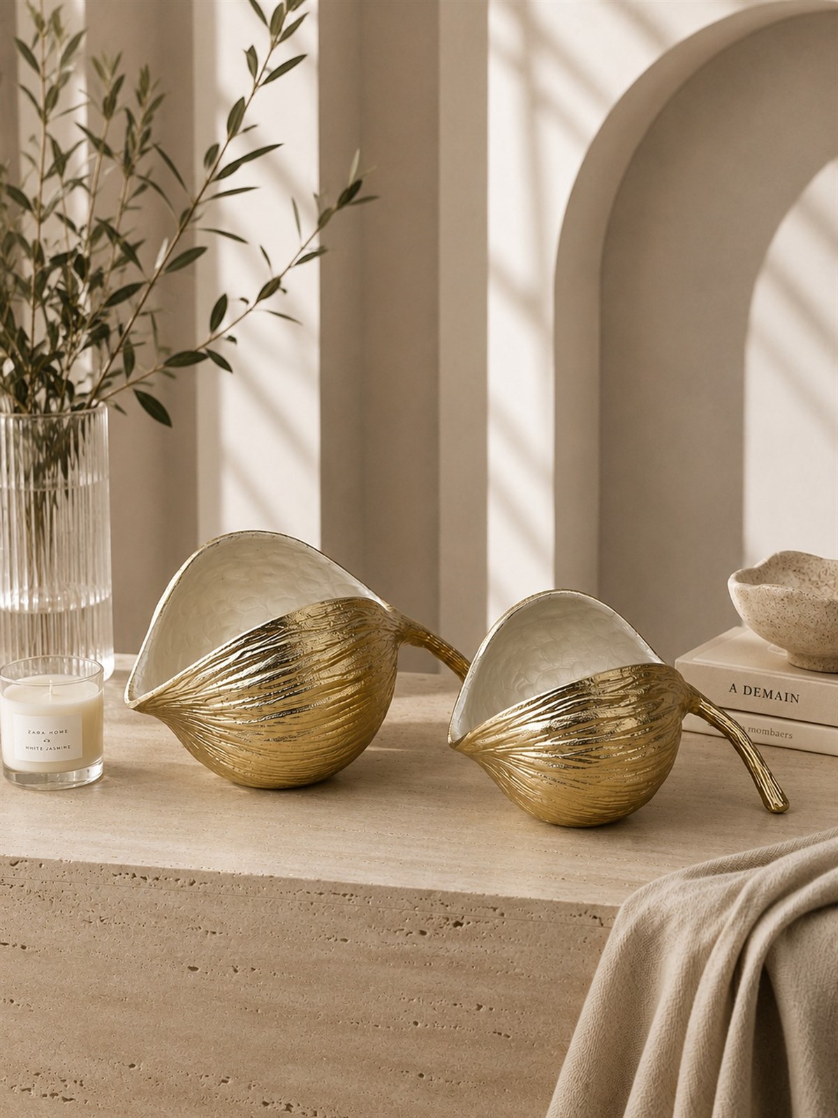 Krem Gold Chestnut Dekoratif Obje - Küçük Boy