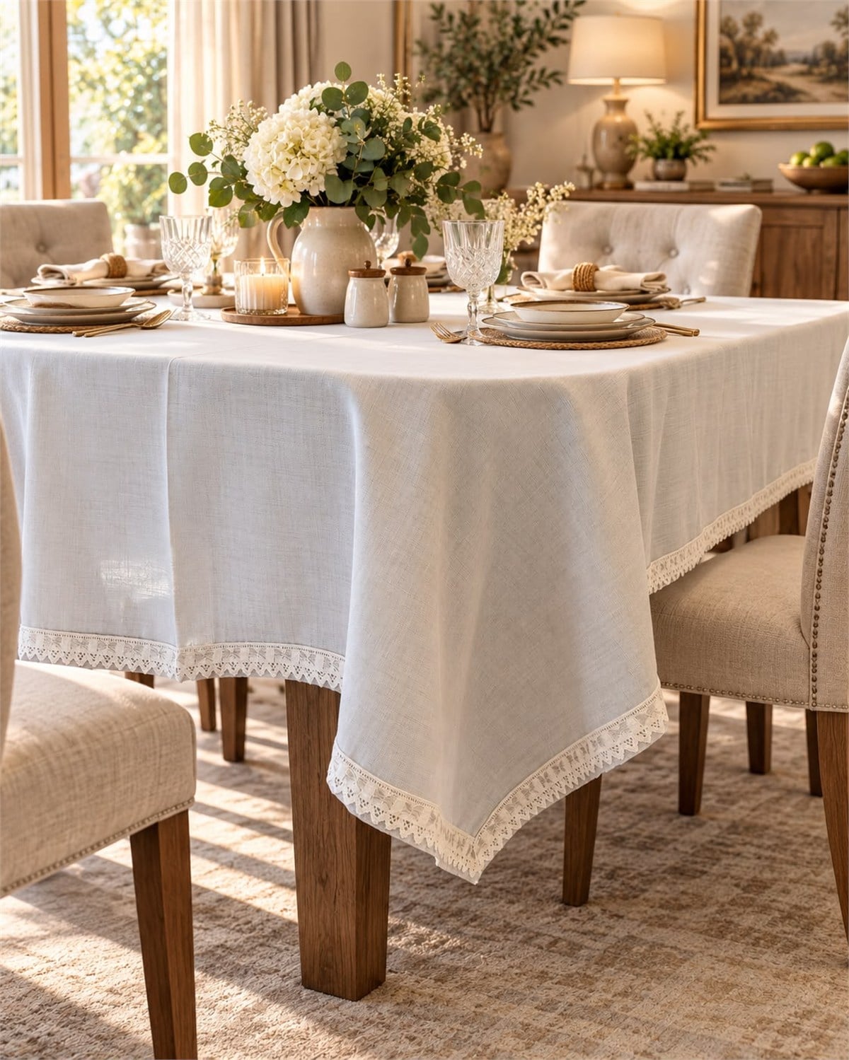 Linen Keten Masa Örtüsü Gri - 160*220