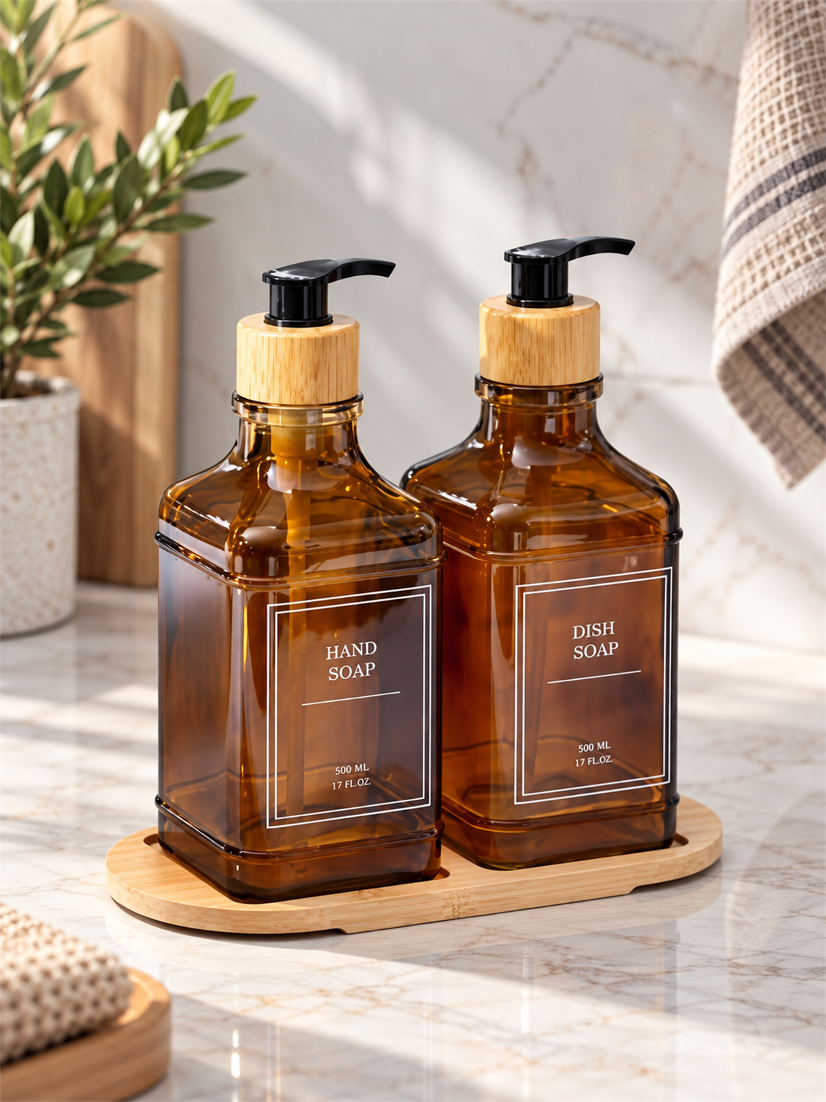 Louvre Bambu Standlı 2li Sıvı Sabunluk - 500 ml