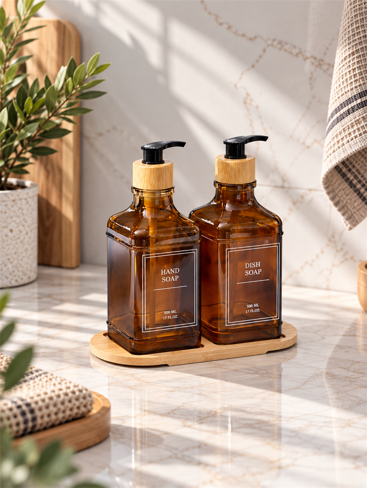 Louvre Bambu Standlı 2li Sıvı Sabunluk - 500 ml