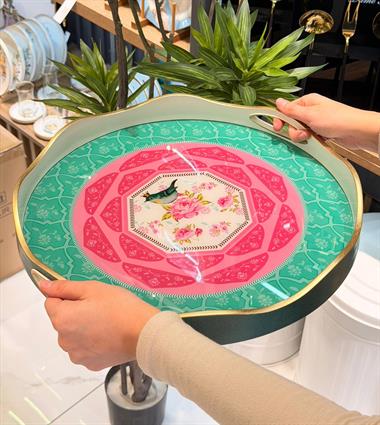 Lüks Akrilik Yuvarlak Tepsi Karnaval 40*5