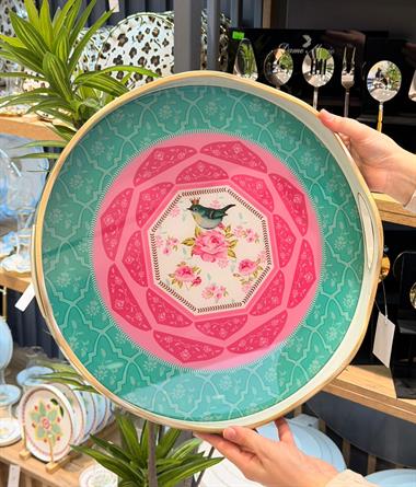 Lüks Akrilik Yuvarlak Tepsi Karnaval 40*5