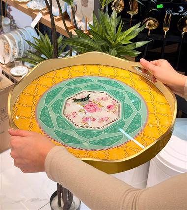 Lüks Akrilik Yuvarlak Tepsi Karnaval Yellow 40*5