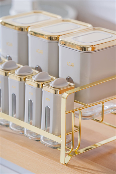 Mabel 8 li Metal Standlı Cam Baharatlık Seti