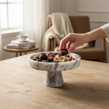 Marblas Gerçek Mermer Ayak Stant Oymalı 22cm