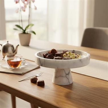 Marblas Gerçek Mermer Ayak Stant Oymalı 22cm