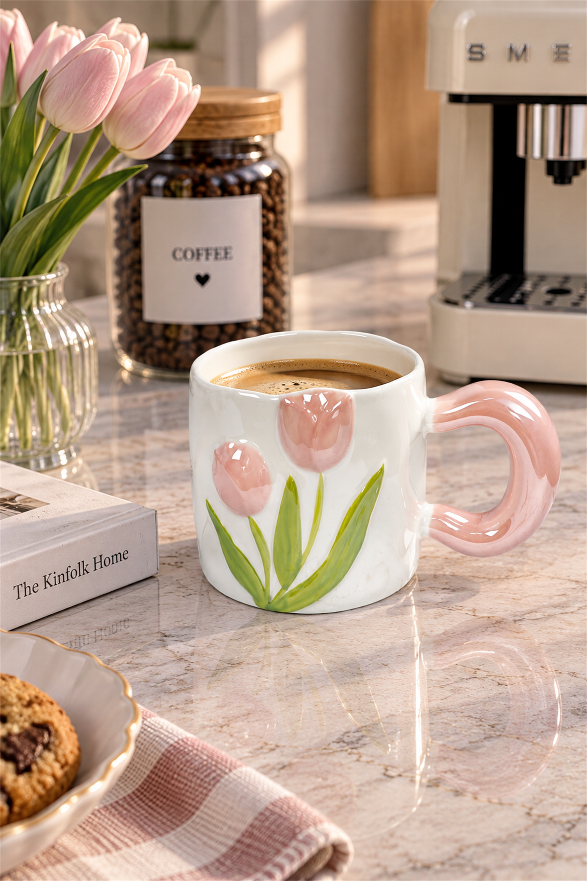 Nazen Lüsterli Pembe Porselen Kupa 480 ML