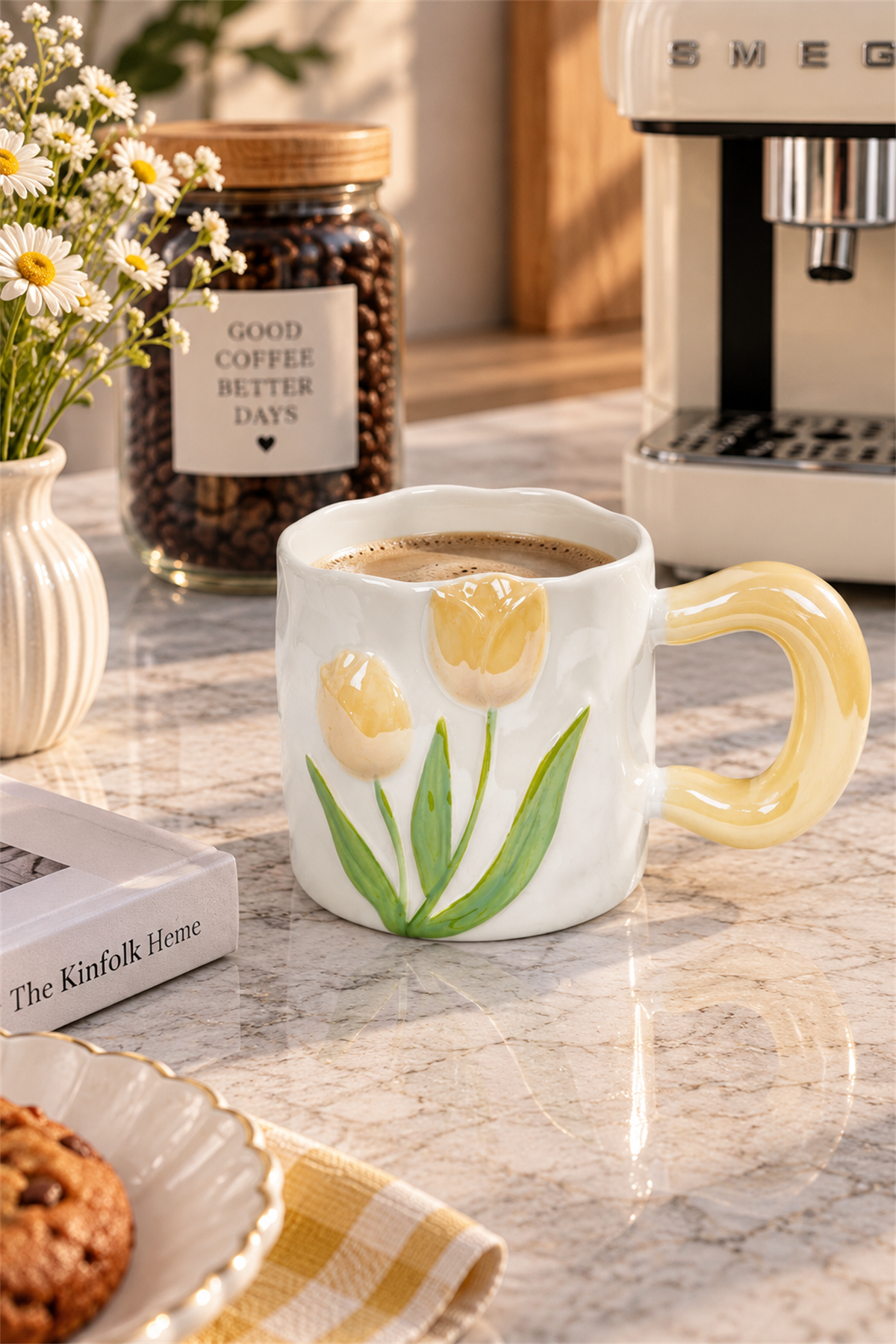 Nazen Lüsterli Sarı Porselen Kupa 480 ML