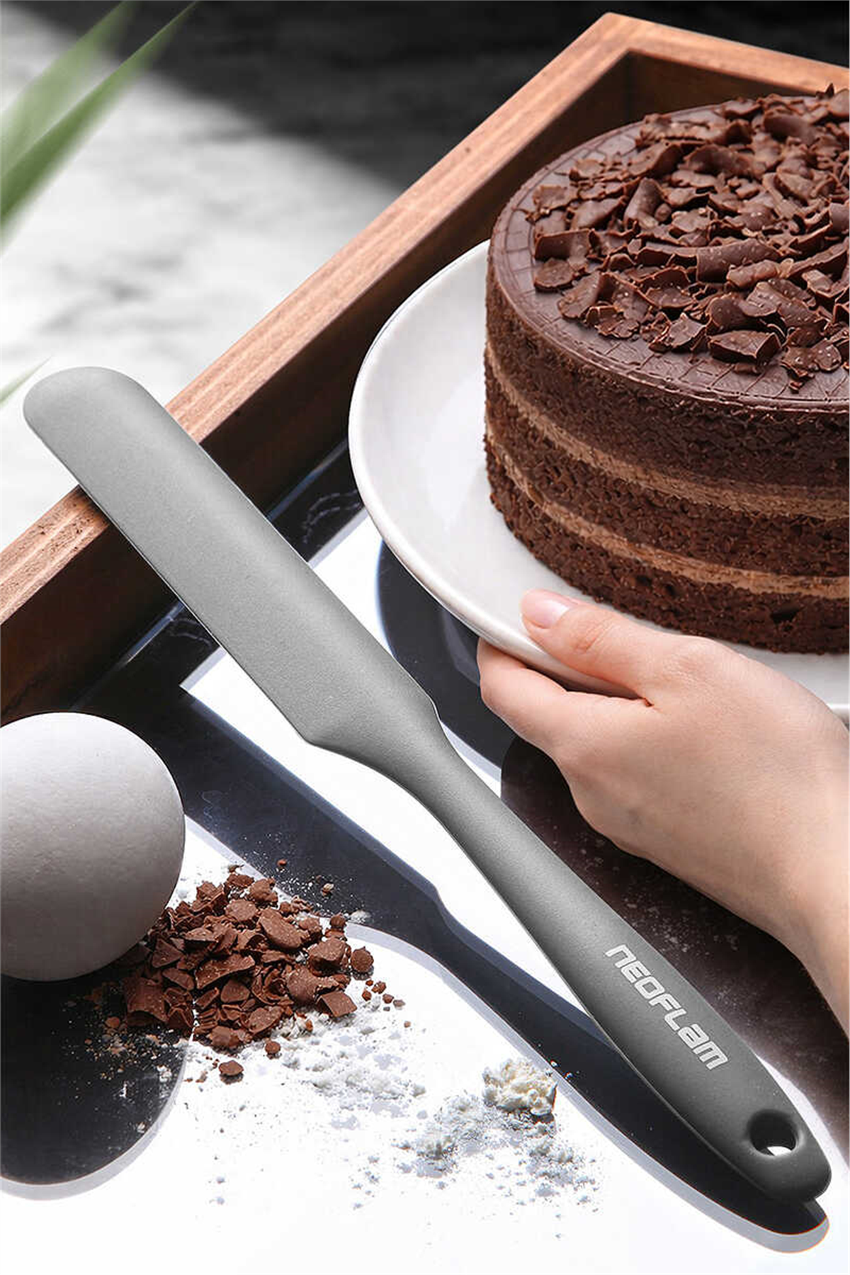 Neoflam İnce Silikon Pasta Spatulası - Gri