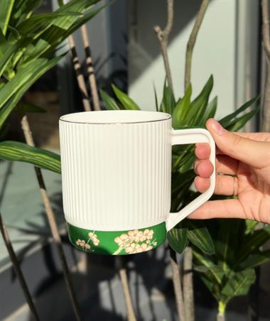 Onedekor Porselen Lüks Blossoms Yeşil Kupa Gold 250ML