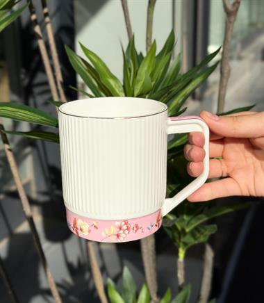 Onedekor Porselen Lüks Floral Pink Kupa Gold 250ML