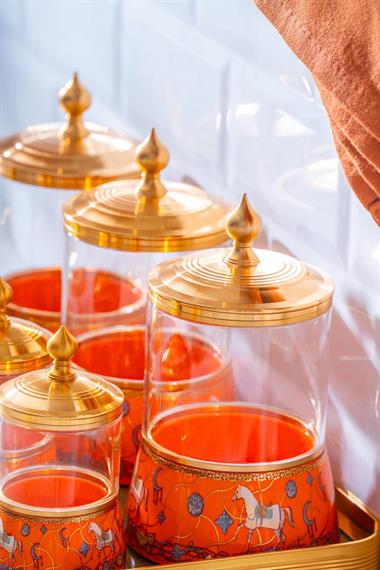 Passifolia 8 Parça Tepsili Cam Baharat Kavanoz Seti