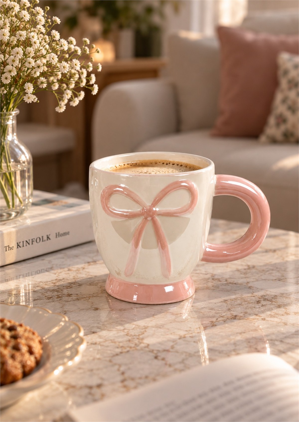 Perle Lüsterli Pembe Porselen Kupa 440 ML