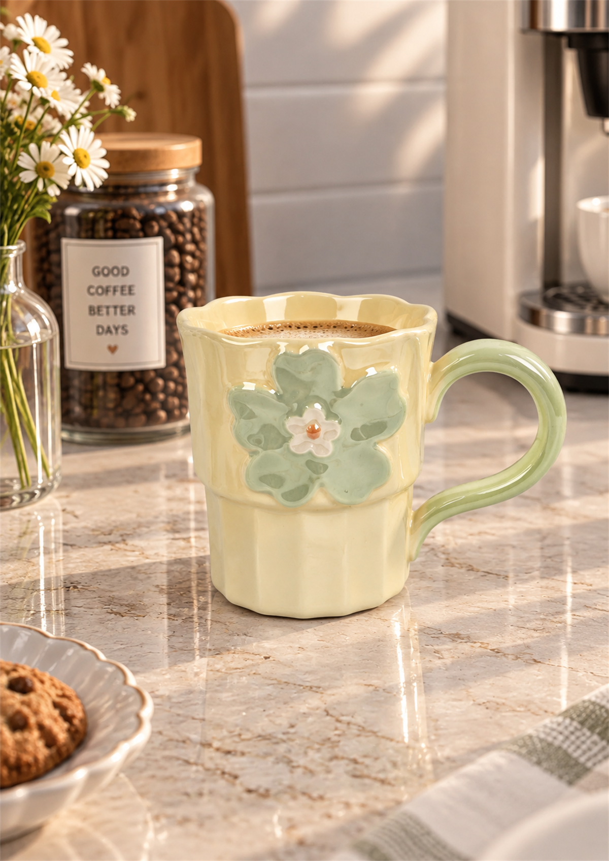 Petal Lüsterli Sarı Porselen Kupa 360  ML
