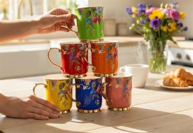 Porselen 400ml Flower Mug Kupa Hediye Kutulu Çantalı