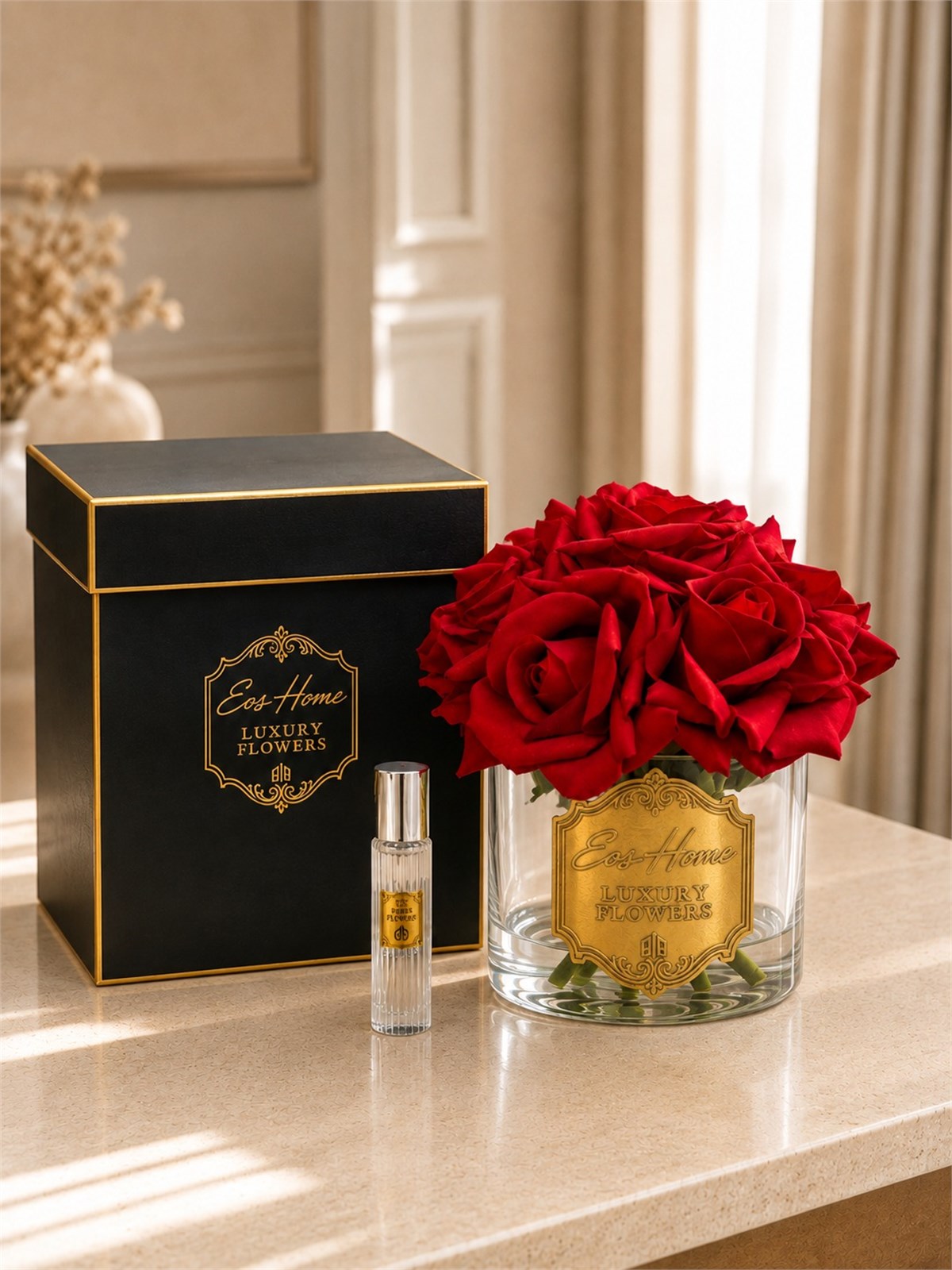 Rosemira Altı Güllü Parfümlü Dekoratif Çiçek – Kırmızı
