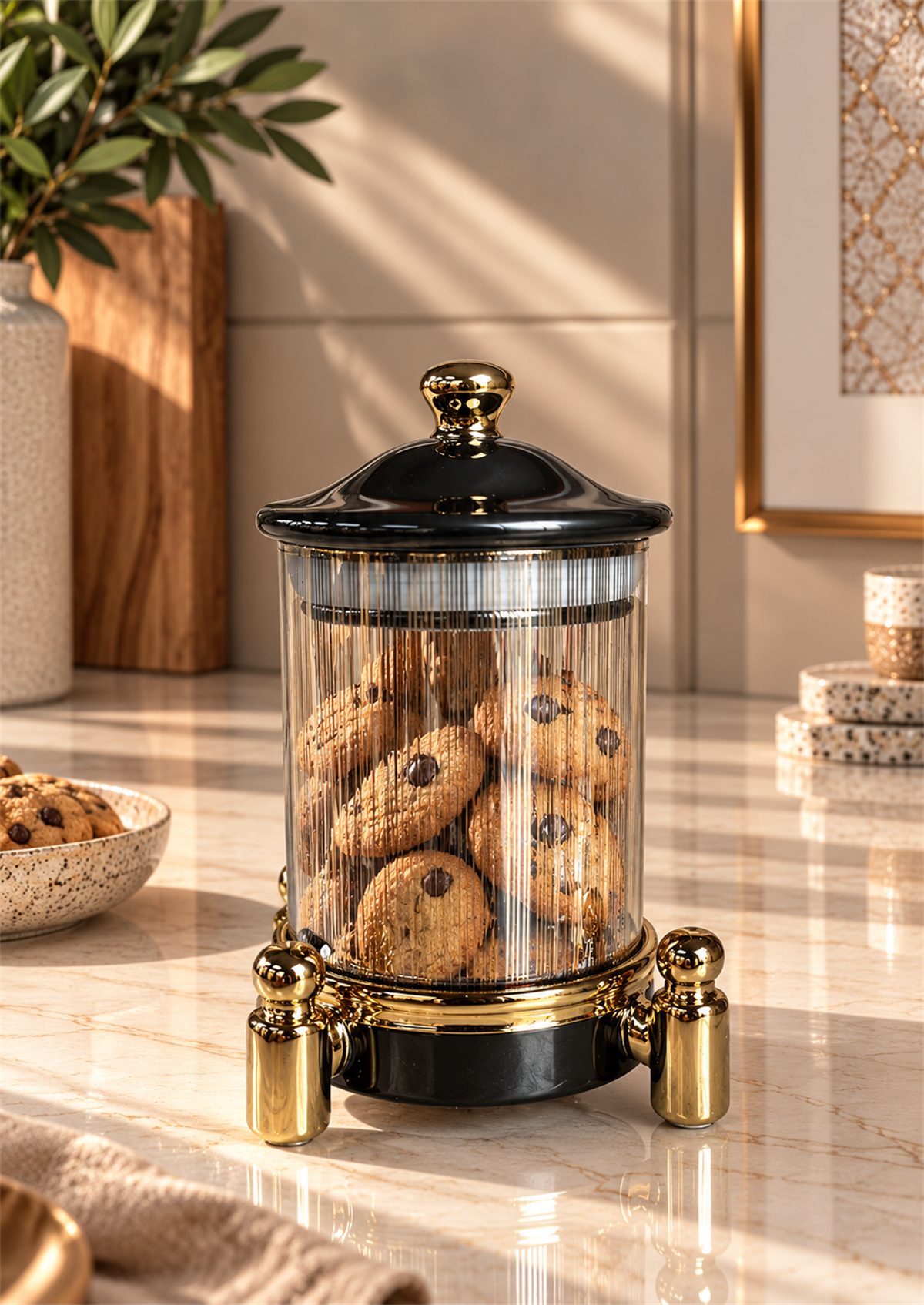 Royal Elegance Siyah Gold Cam Kavanoz - Küçük
