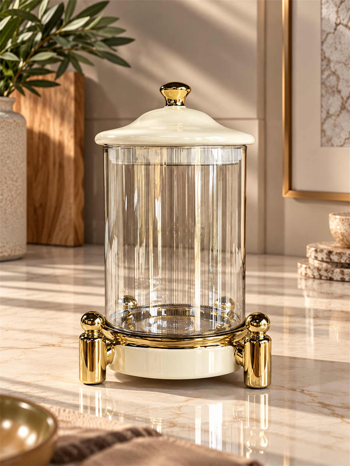Royal Gold Büyük Boy Dekoratif Cam Kavanoz