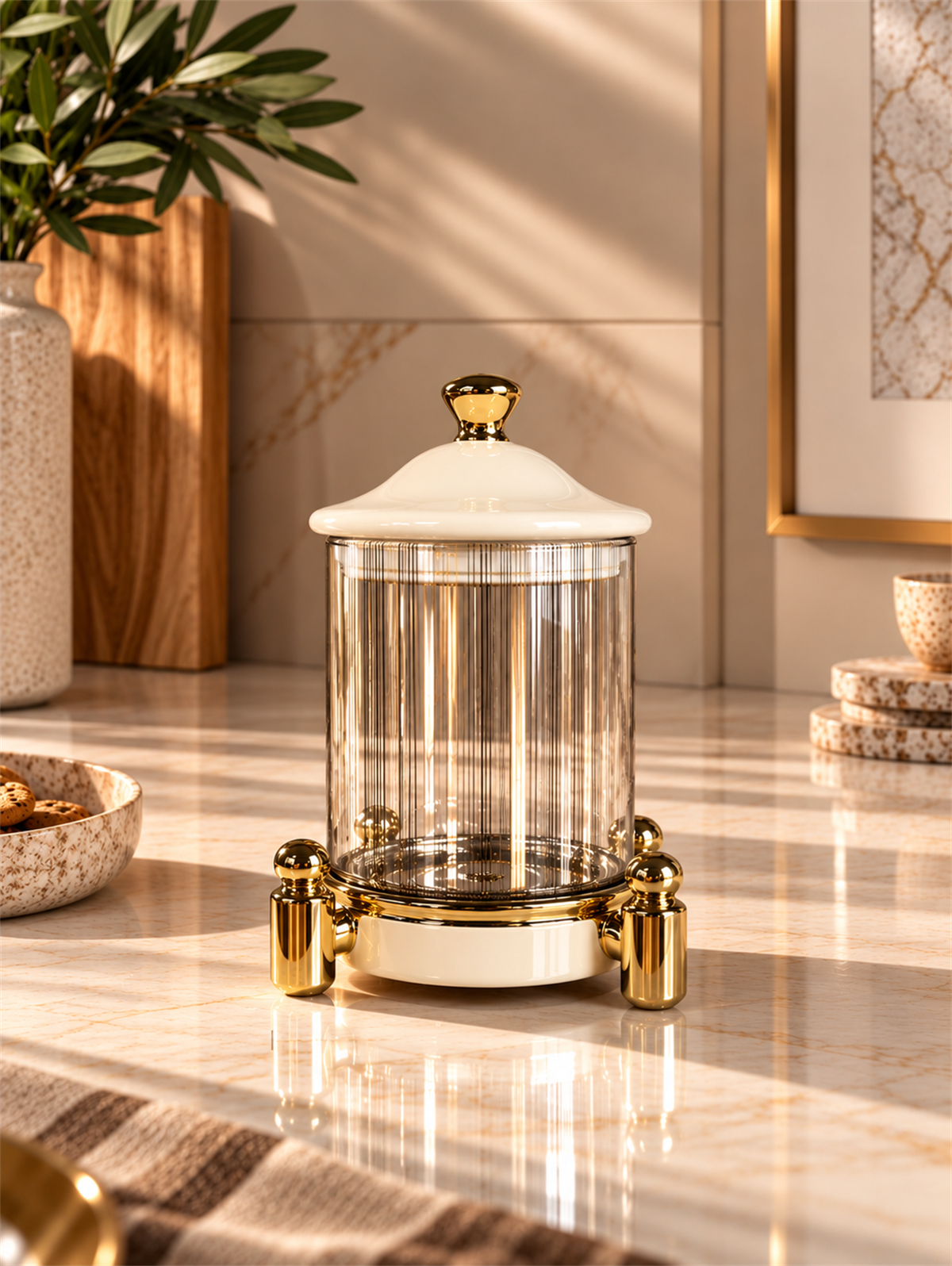 Royal Gold Küçük Boy Dekoratif Cam Kavanoz
