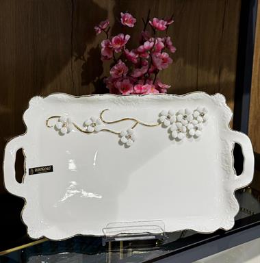 Royking Beyaz Porselen Daisy Lüks Sunum Tabağı 