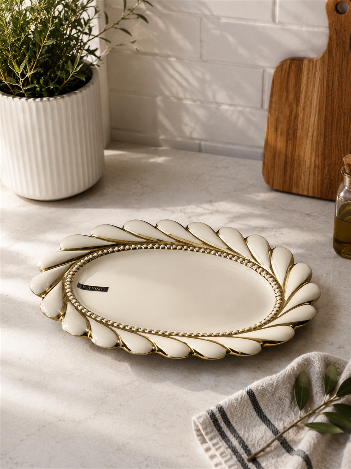 Royking Oval Sunum Tabağı - Gold