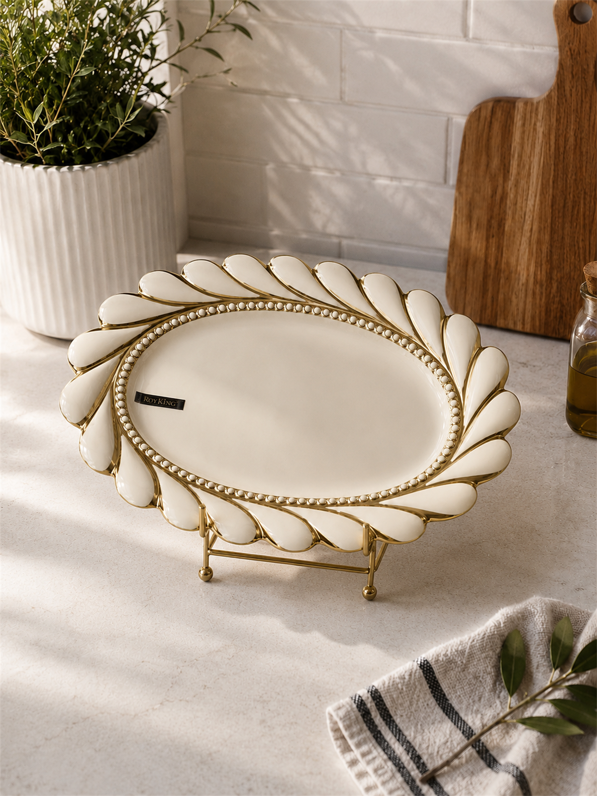 Royking Oval Sunum Tabağı - Gold