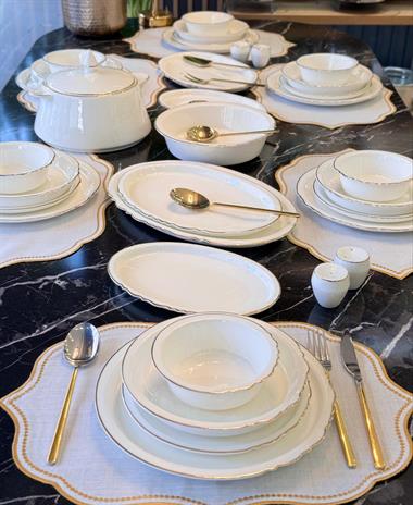 Rumi Modern 60 Parça 12 Kişilik Bone Yemek Takımı Gold
