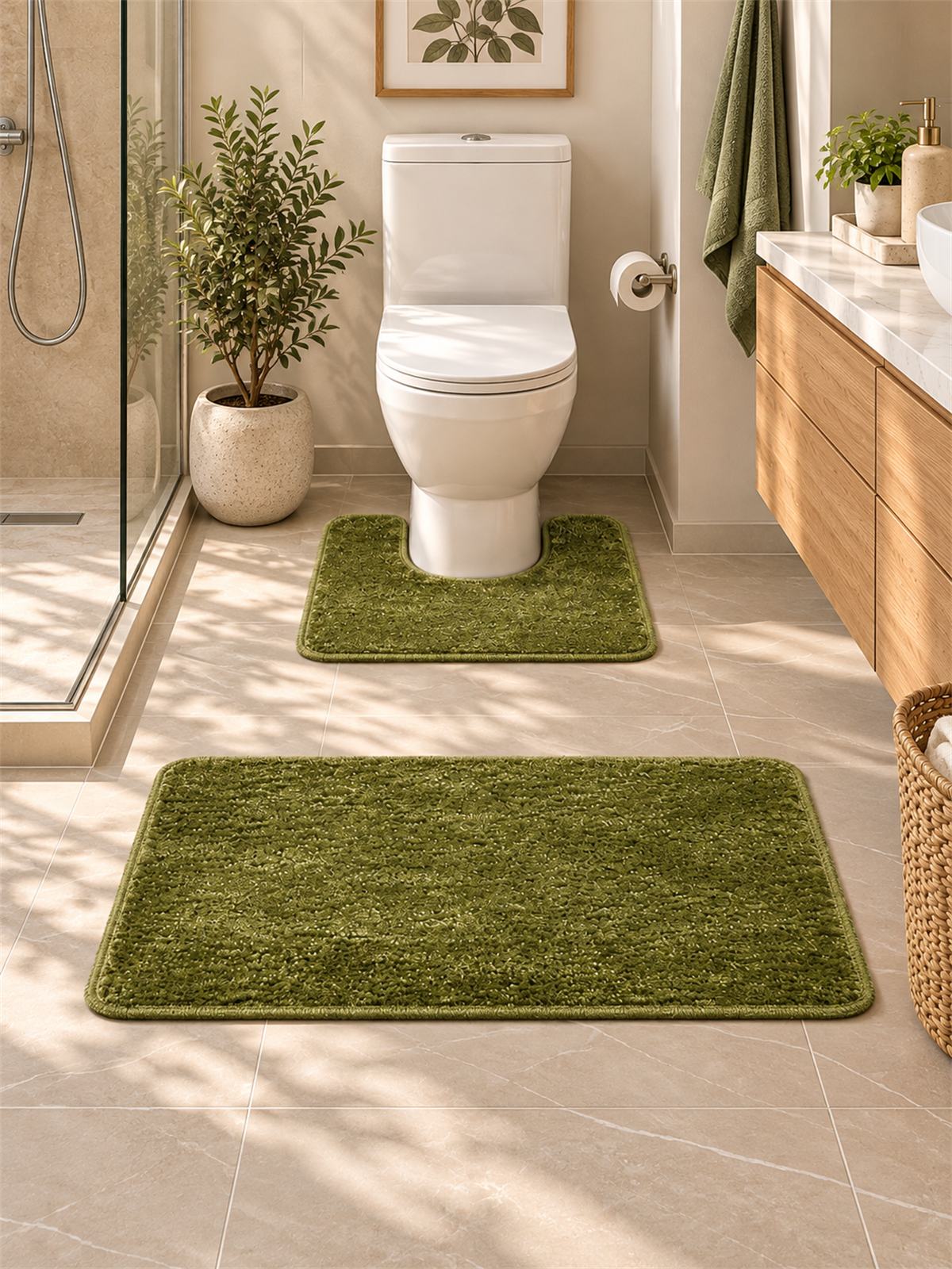 Sera Banyo Halısı 2li Yeşil 70*45cm 45*45cm