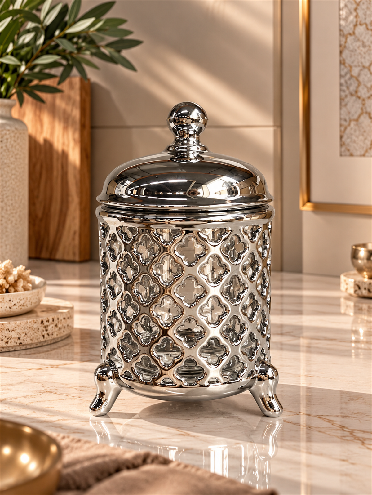 Silver Elegance Küçük Boy Dekoratif Kavanoz