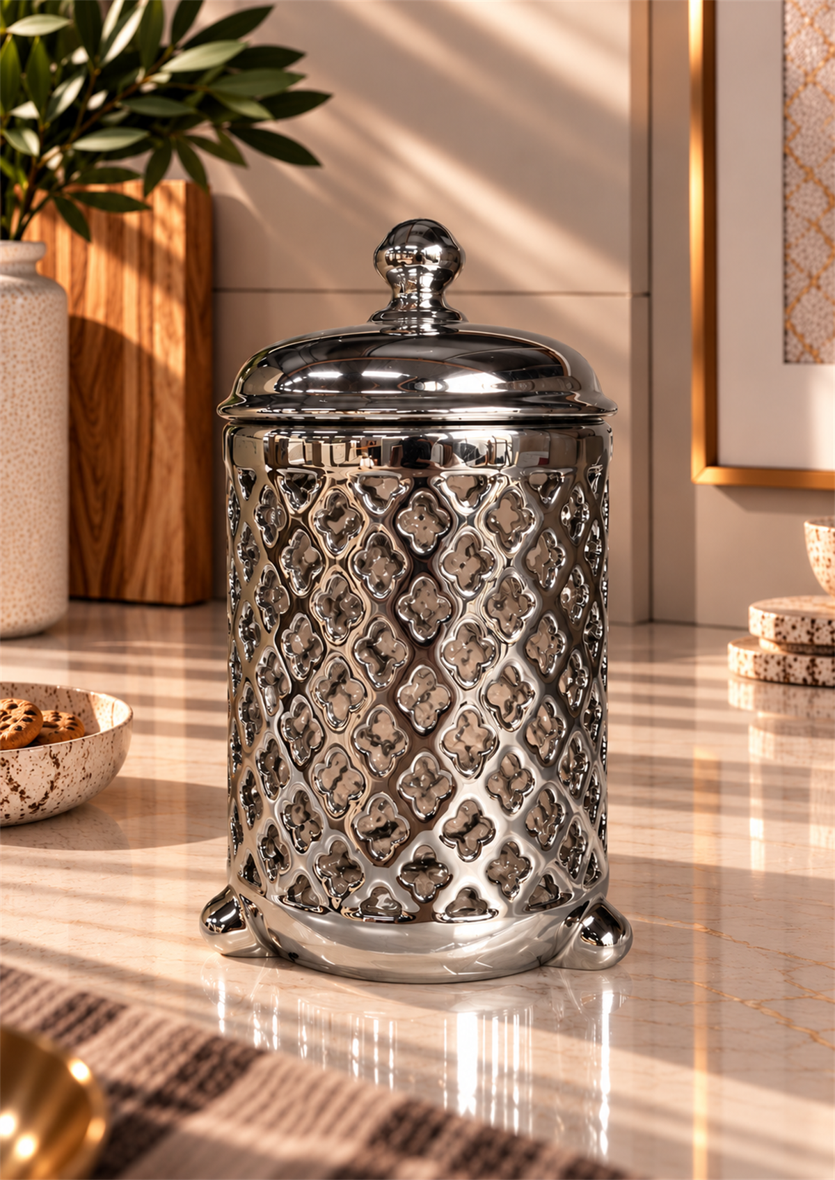Silver Elegance Orta Boy Dekoratif Kavanoz