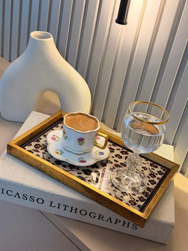 Tek kişilik Kahve Sunum Tepsisi Leopar