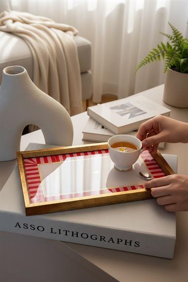 Tek kişilik Kahve Sunum Tepsisi Piano Red Bird 