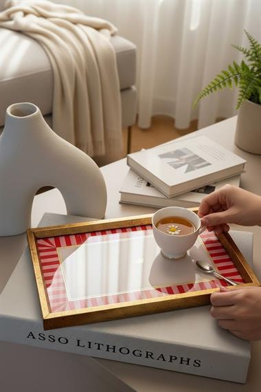 Tek kişilik Kahve Sunum Tepsisi Piano Red Bird 