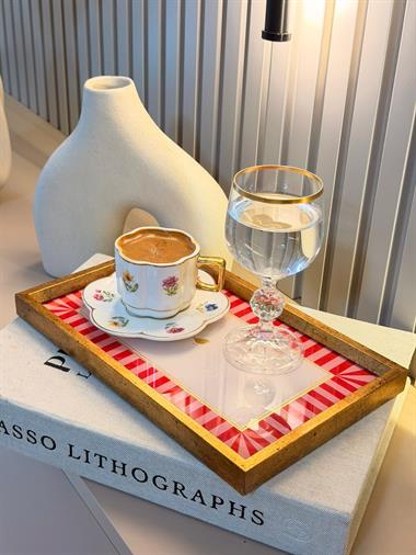 Tek kişilik Kahve Sunum Tepsisi Piano Red Bird 