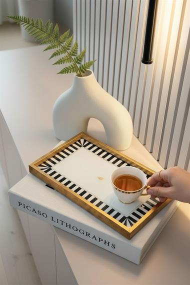 Tek kişilik Kahve Sunum Tepsisi Piano Black Bird 