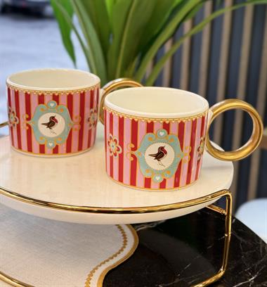 2li Lüks Piano Bird Pink Kupa