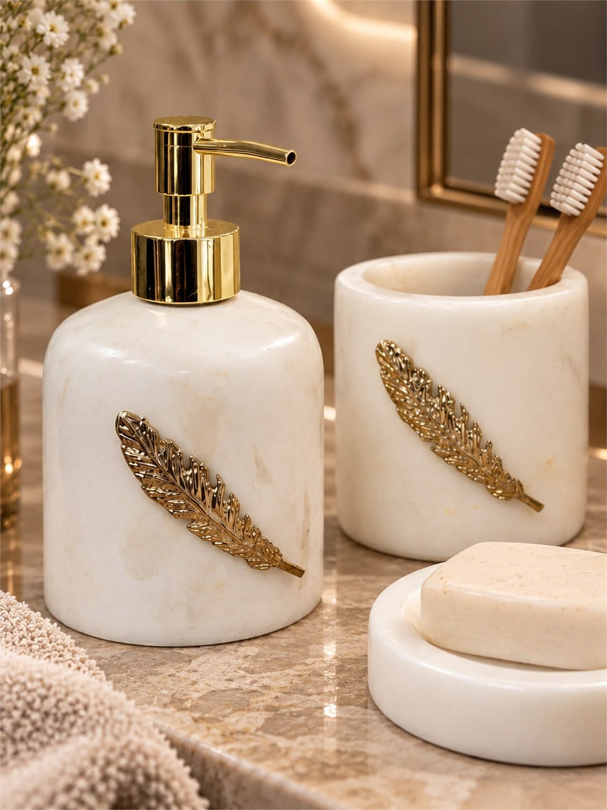 Varese 3 Parça Gold Detaylı Banyo Seti