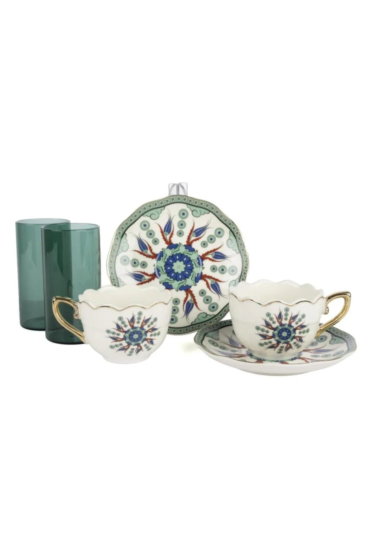 Verde Mosaic 2li Kahve ve Su Seti 90ml