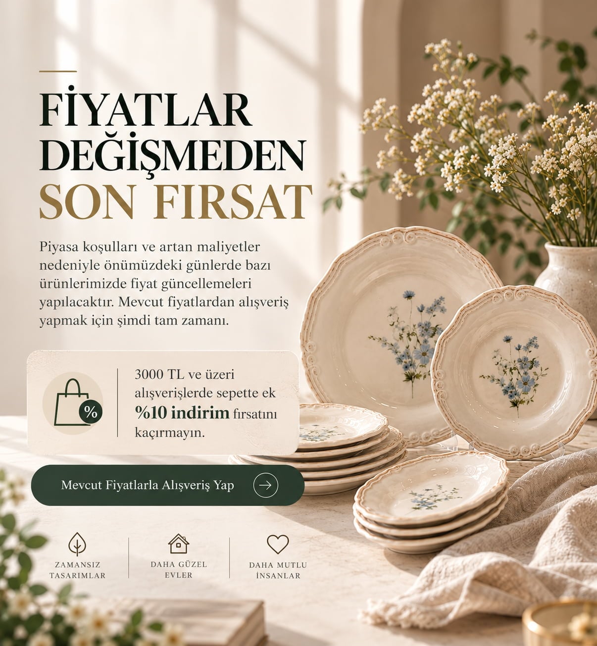 Mikasa Moor Vernal 6lı Pasta Tabağı 21cm | One Dekor