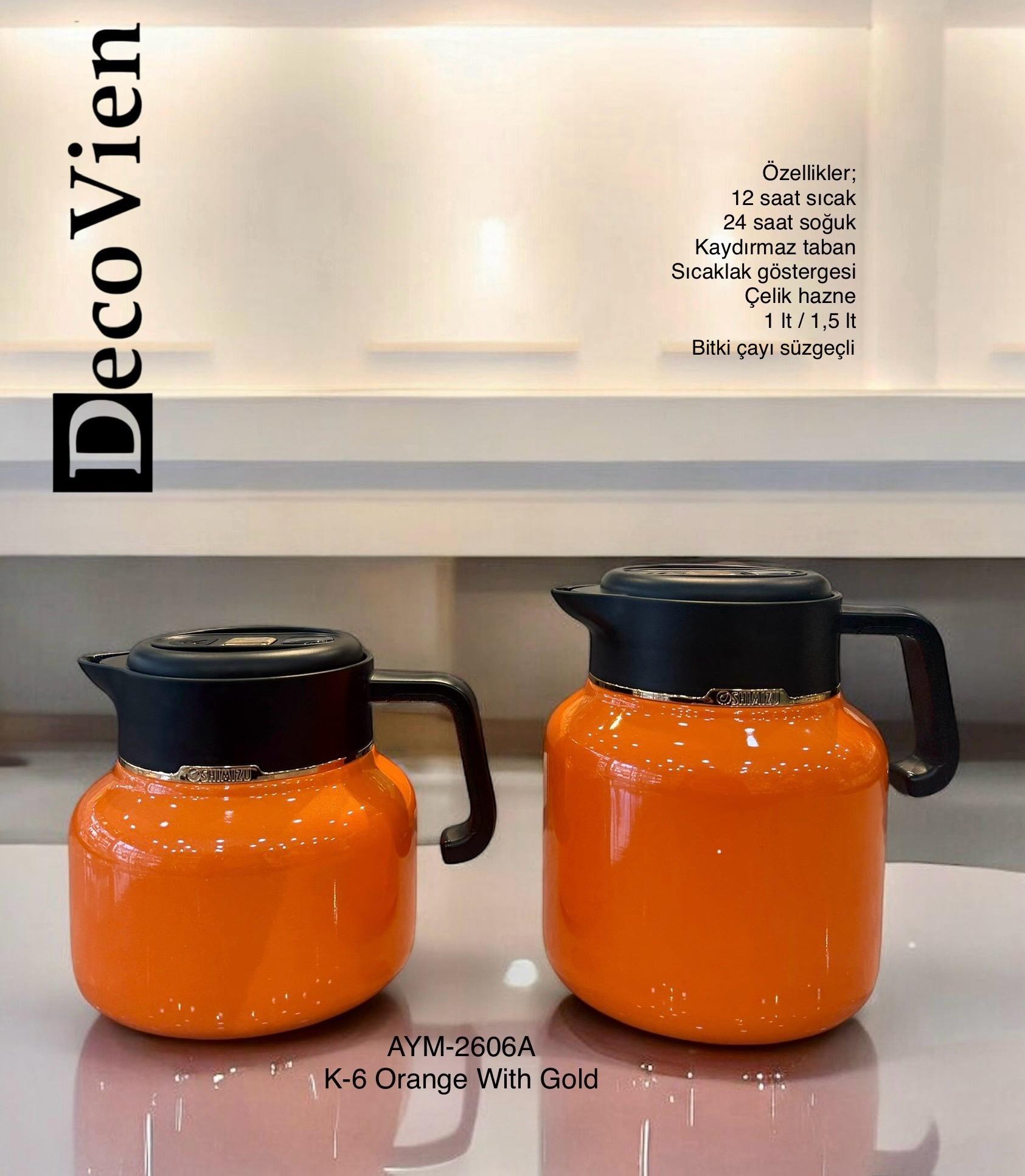 2'li Lüks Termos Dereceli Turuncu