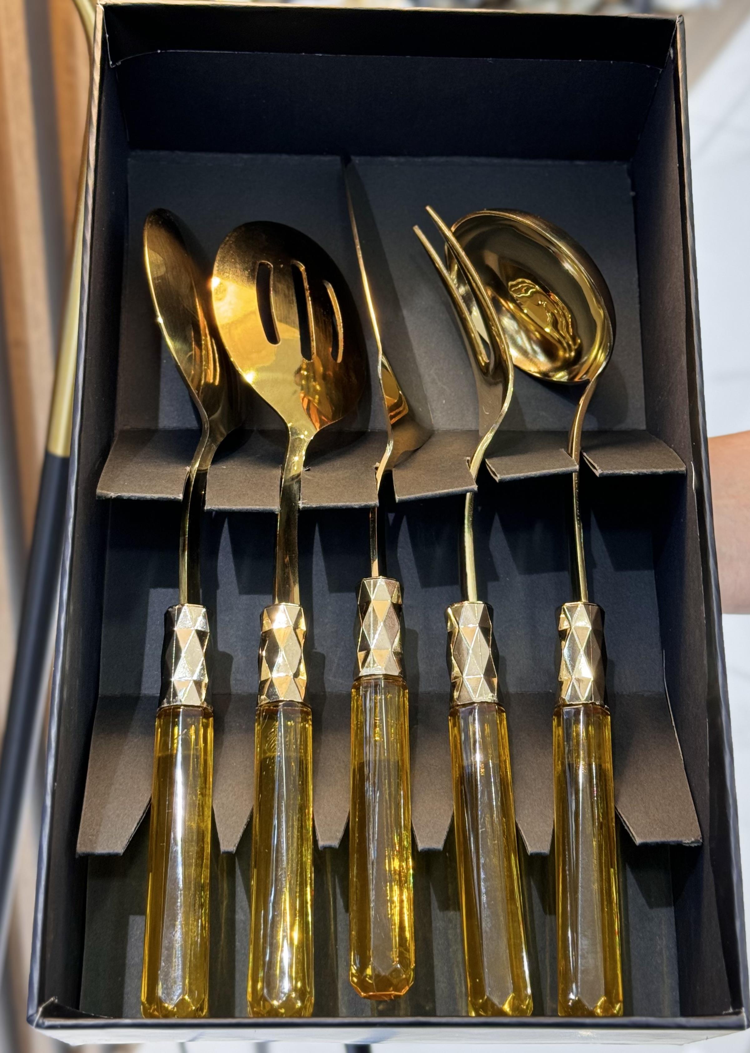 5 Parça Diamond Sos Kepçe Servis Takımı Balköpüğü Gold