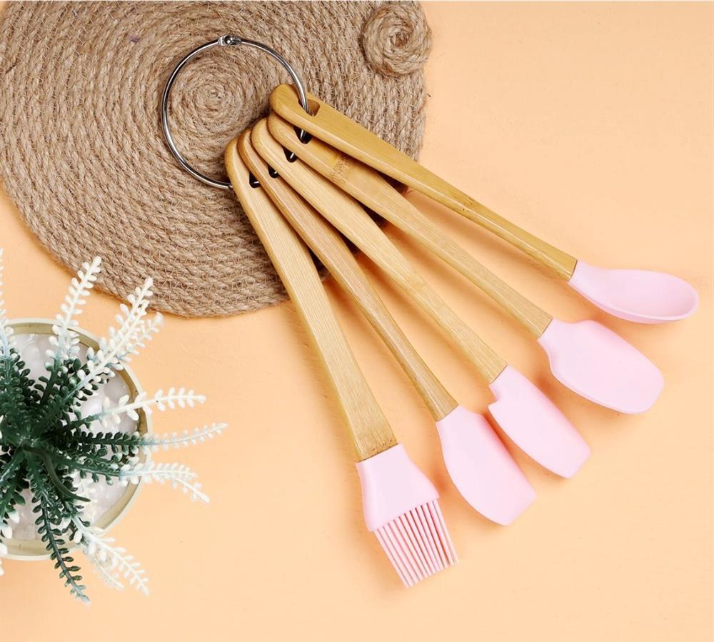 5'li Silikon Mini Mutfak Seti - Pembe