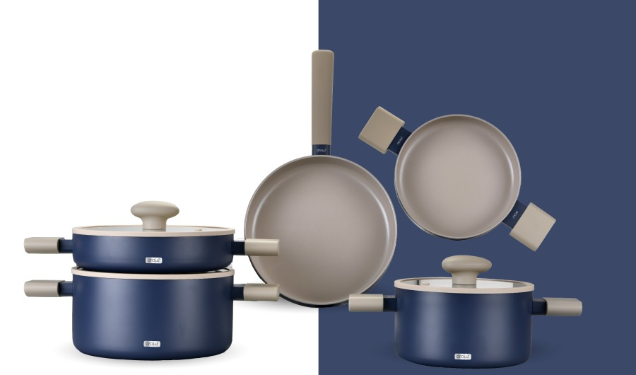 8 Parça ProChef Cooker Kristal Kaplama Tencere Seti Lacivert